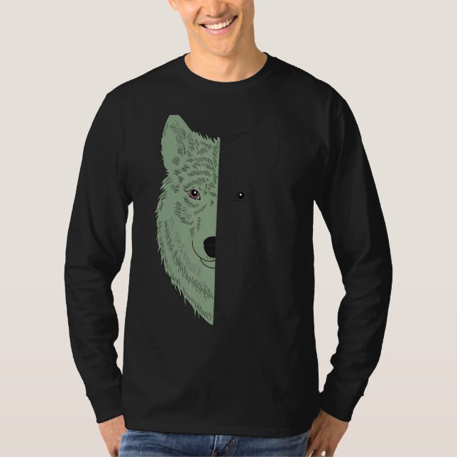 Wolf Motif Predator Face Wolfs T-Shirt (Front)