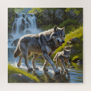 Wolf Mum and Pup Jigsaw Puzzle