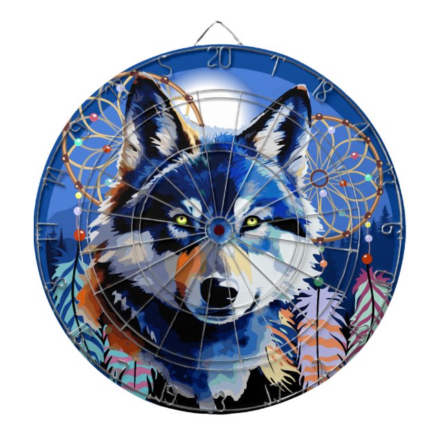 Wolf Native Animal Spirit  Dartboard (Front)