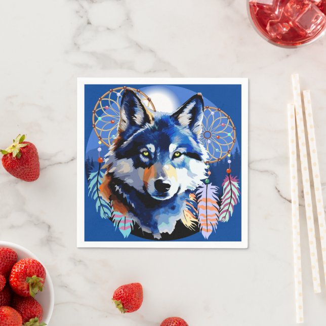 Wolf Native Animal Spirit   Napkin (Insitu)