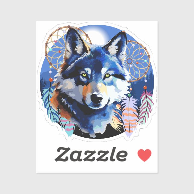 Wolf Native Animal Spirit  Square Sticker (Sheet)