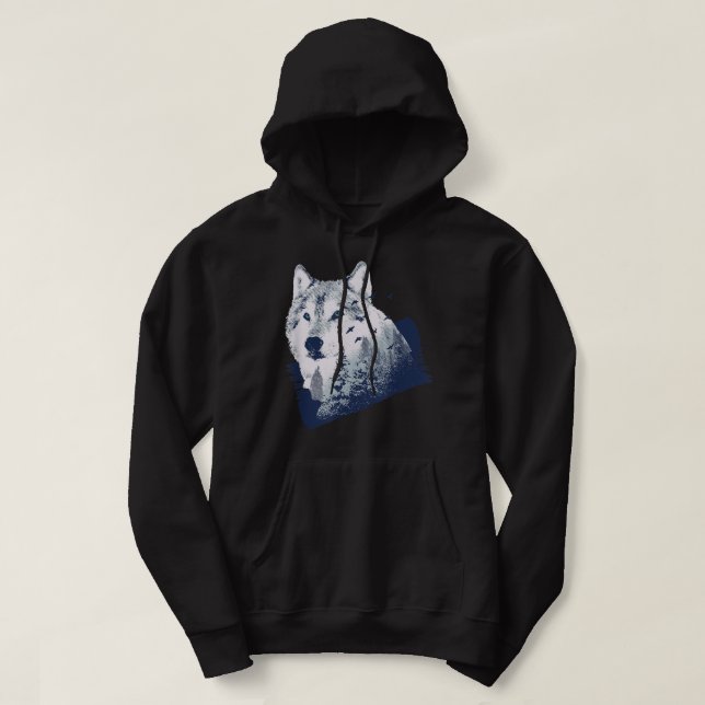 Wolf Nature Forest Outdoor Wolves Hiking Wolf Love Hoodie (Design Front)