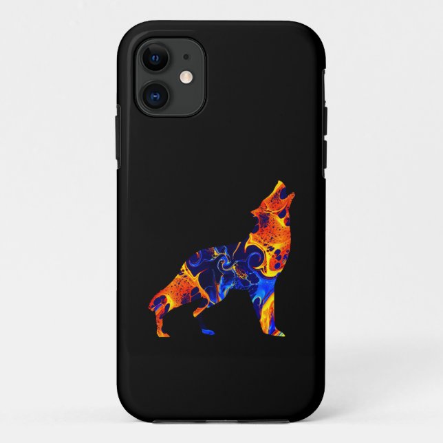 WOLF NEON ABSTRACT PAINT Case-Mate iPhone CASE (Back)