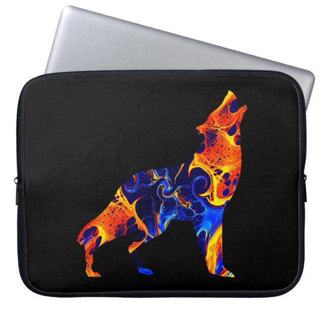WOLF NEON ABSTRACT PAINT LAPTOP SLEEVE (Front)