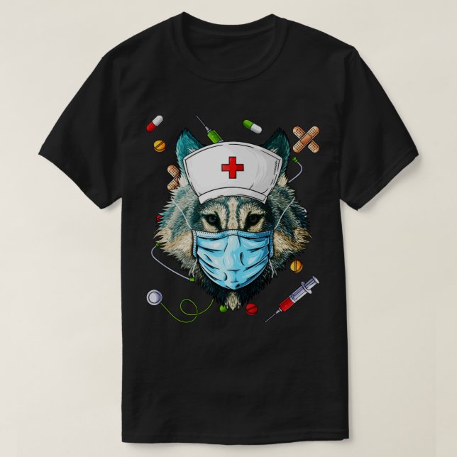 Wolf Nurse RN Funny ER Nursing School Graduation T-Shirt (Design Front)