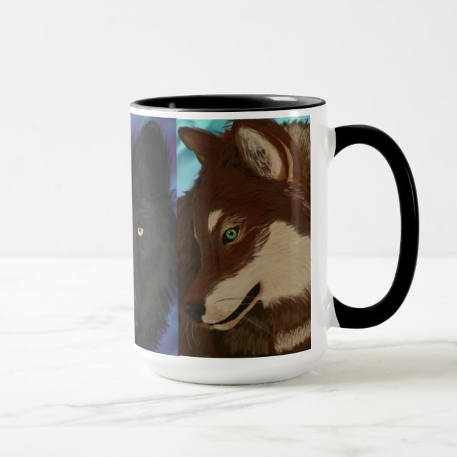 Wolf of many colours mug (Right)