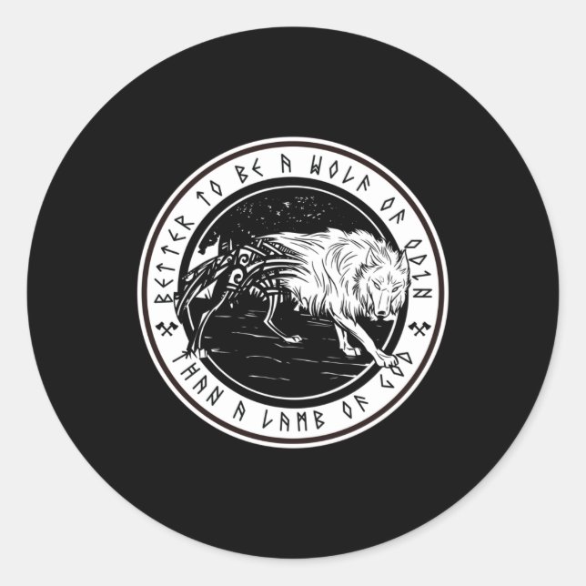 Wolf of Odin Classic Round Sticker (Front)