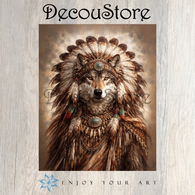 Wolf of the Sacred Feathers Decoupage Tissue Paper (Creator Uploaded)