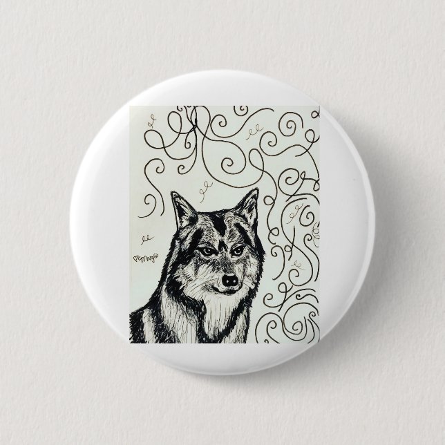 Wolf of Wisdom 6 Cm Round Badge (Front)