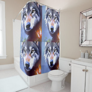 Wolf Oil Paint The Essence Of Beauty,  Shower Curtain