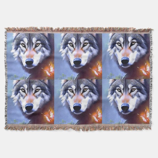 Wolf Oil Paint The Essence Of Beauty,  Throw Blanket (Front)