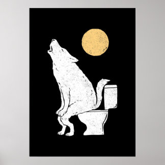 Wolf on bathroom c poster