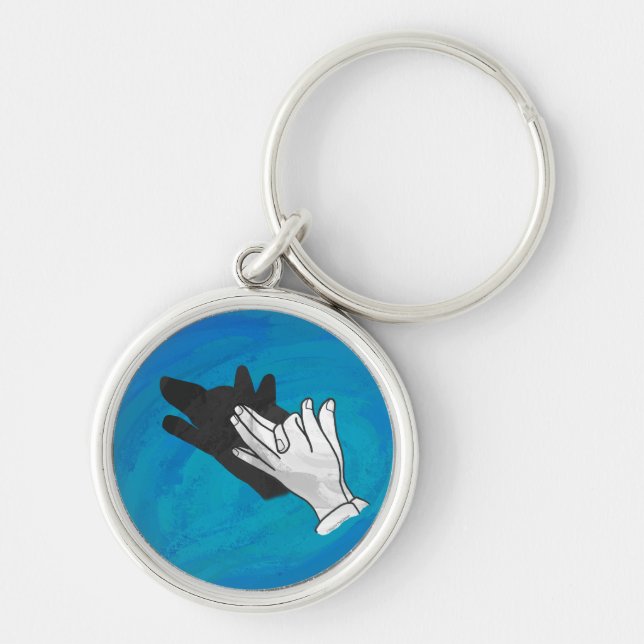Wolf On Blue Key Ring (Front)