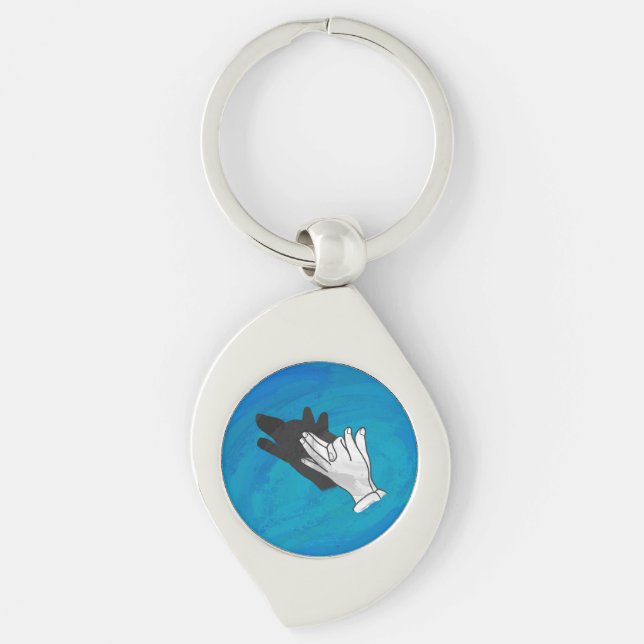 Wolf On Blue Key Ring (Front)