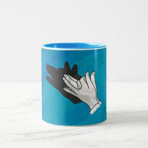 Wolf On Blue Two-Tone Coffee Mug