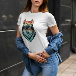 Wolf On Forest Background T-Shirt