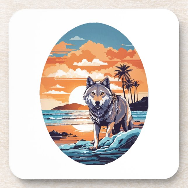 Wolf on the Beach Coaster (Front)