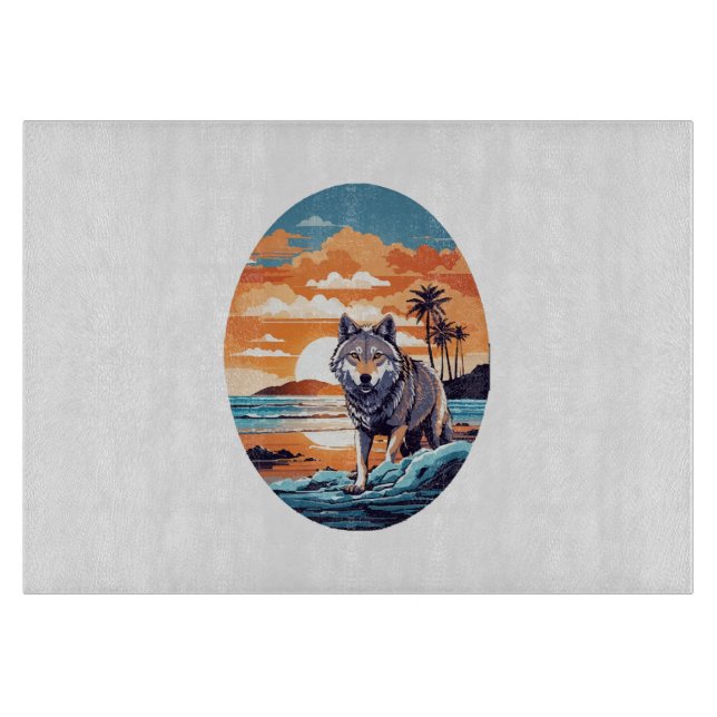 Wolf on the Beach Cutting Board (Front)