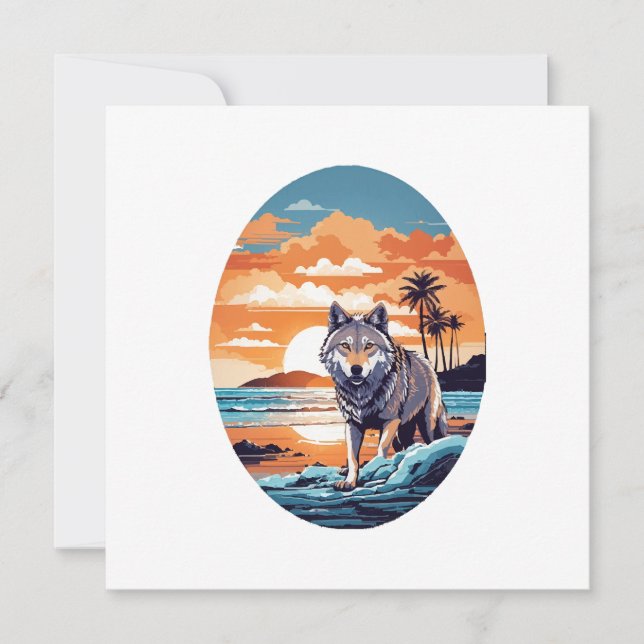 Wolf on the Beach Invitation (Front)