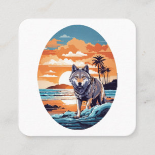 Wolf on the Beach Square Business Card