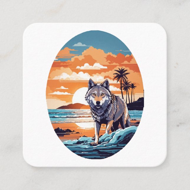 Wolf on the Beach Square Business Card (Front)