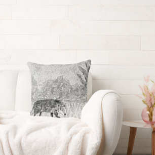 Wolf on the Prowl Wildlife Art Grey Cushion