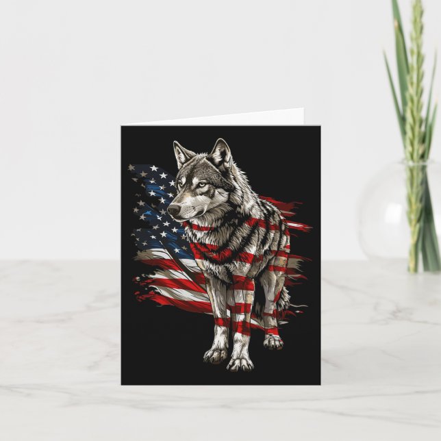 Wolf Outfit Patriotic Wolves 4th Of July Usa Ameri Card (Front)