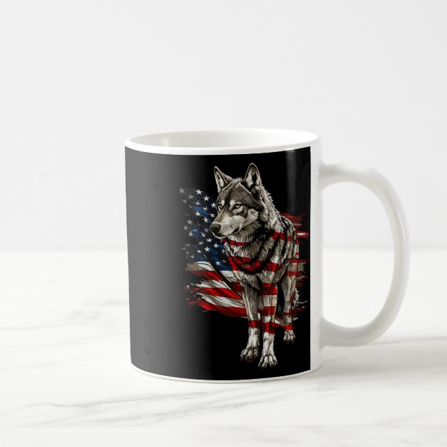 Wolf Outfit Patriotic Wolves 4th Of July Usa Ameri Coffee Mug (Right)