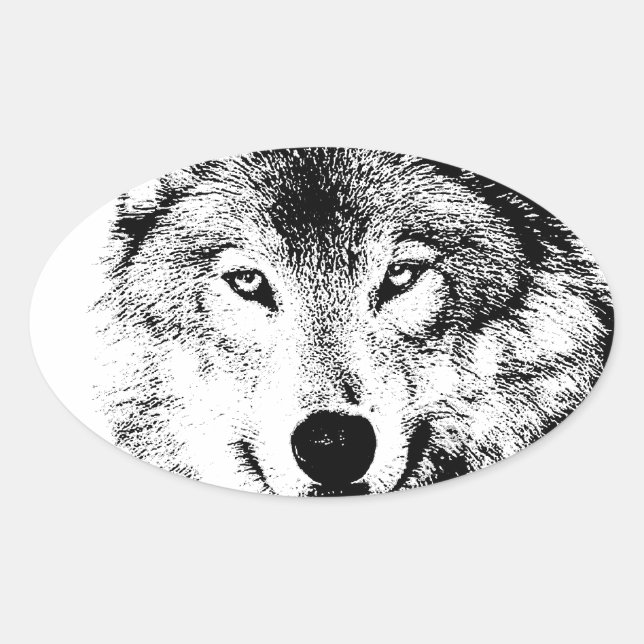 Wolf Oval Sticker (Front)