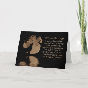 Wolf Owl and Raven Samhain Blessings Holiday Card