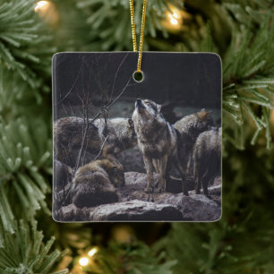 Wolf Pack Ceramic Ornament