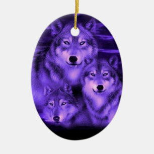 Wolf Pack Ceramic Tree Decoration