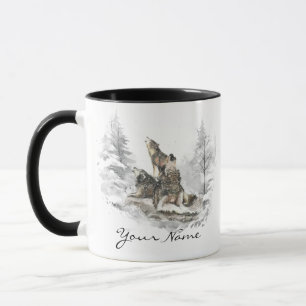 Wolf Pack Howling Winter Song Chorus Animal Art  Mug
