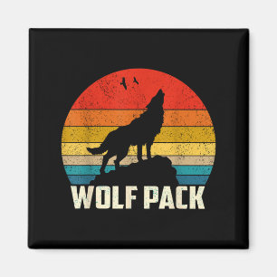 Wolf pack howling wolves lovers vintage sunset mem magnet