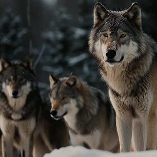 Wolf Pack in Winter Snow Jigsaw Puzzle