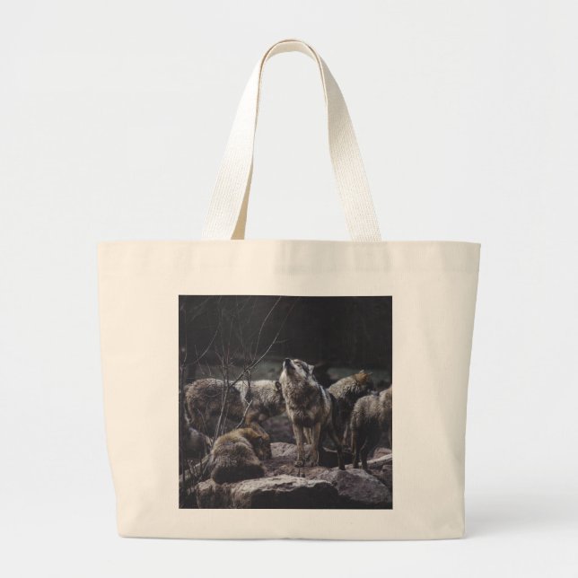 Wolf Pack Large Tote Bag (Front)