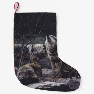 WOLF PACK ON ROCK FORMATION SMALL CHRISTMAS STOCKING