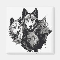 Wolf Pack Tribal Graphic Black and White Wolves