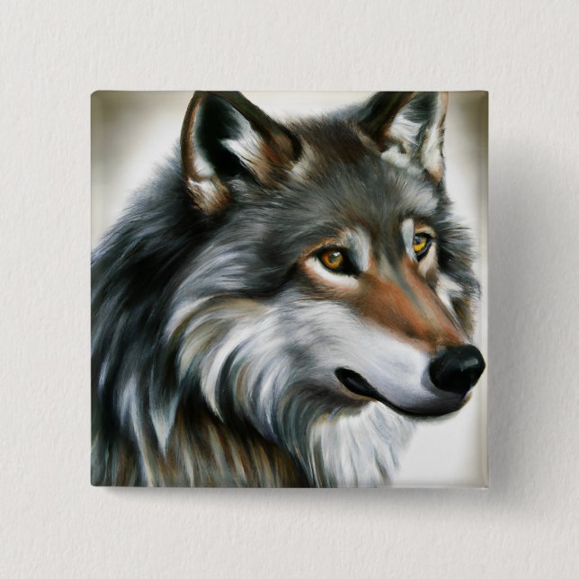 Wolf Painting 15 Cm Square Badge (Front)