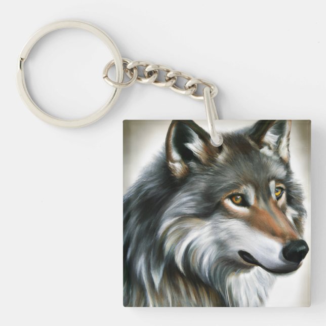 Wolf Painting Key Ring (Front)