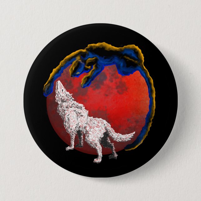 Wolf Panther Lunar Eclipse Button (Front)