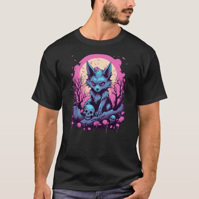 Wolf Pastel Goth Kawaii Cute Creepy Cool Stuff T-Shirt (Front)