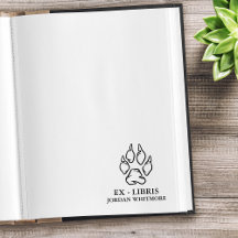 Wolf Paw Print Ex Libris Custom Name