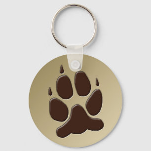 Wolf Paw Print Key Ring