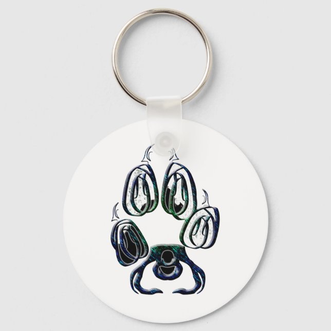 Wolf Paw Print Key Ring (Front)