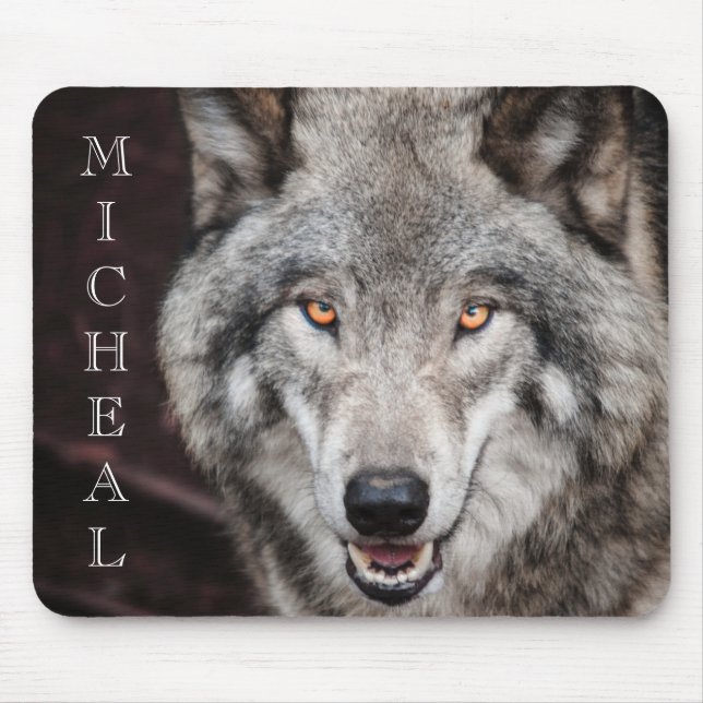 Wolf  Photo  Personalised name  Mouse Pad (Front)