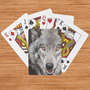Wolf Photo Personalised name Playing Cards