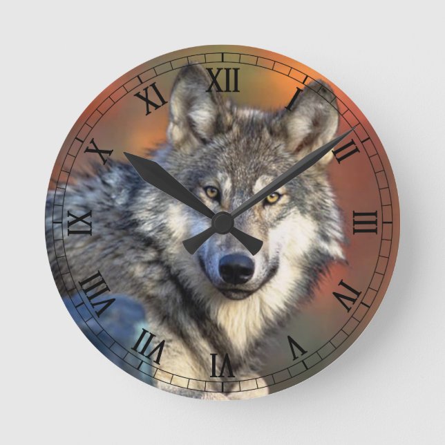 Wolf Photograph Round Clock (Front)