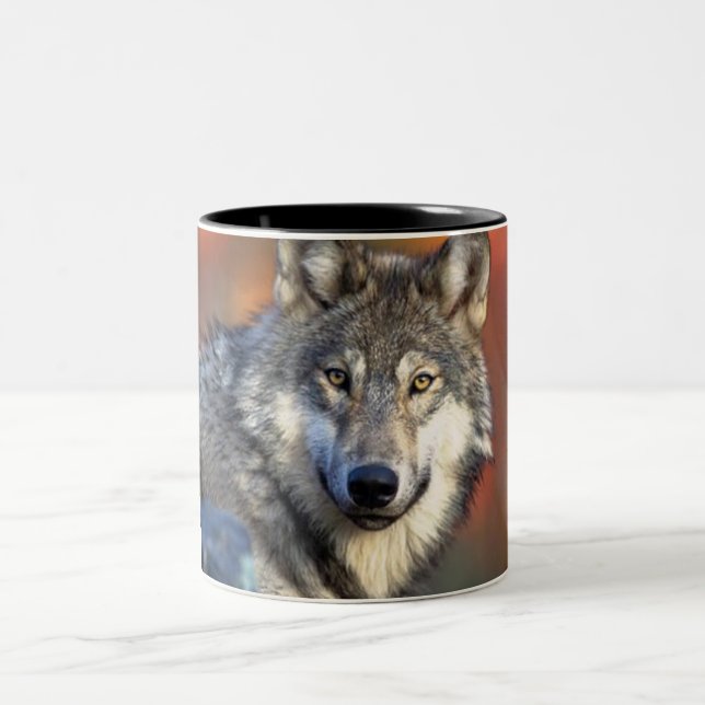 Wolf Photograph Two-Tone Coffee Mug (Center)