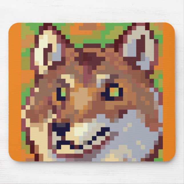 Wolf Pixel art Mouse Pad (Front)